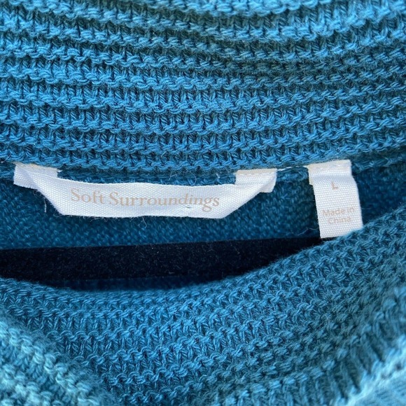 Soft Surroundings  Blue/Green Waffle Knit SWEAT-SHIRT/Tunic/TOP - Picture 4 of 5